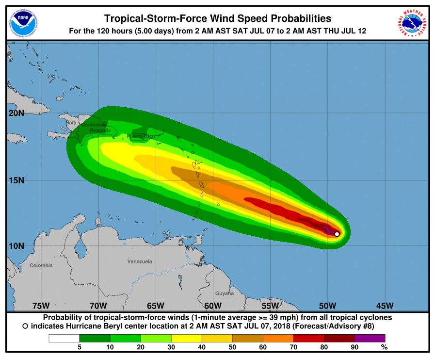 Beryl llega débil al Caribe y se forma la tormenta Chris frente a los EE.UU 1 Imagen Centro Nacional de Huracanes