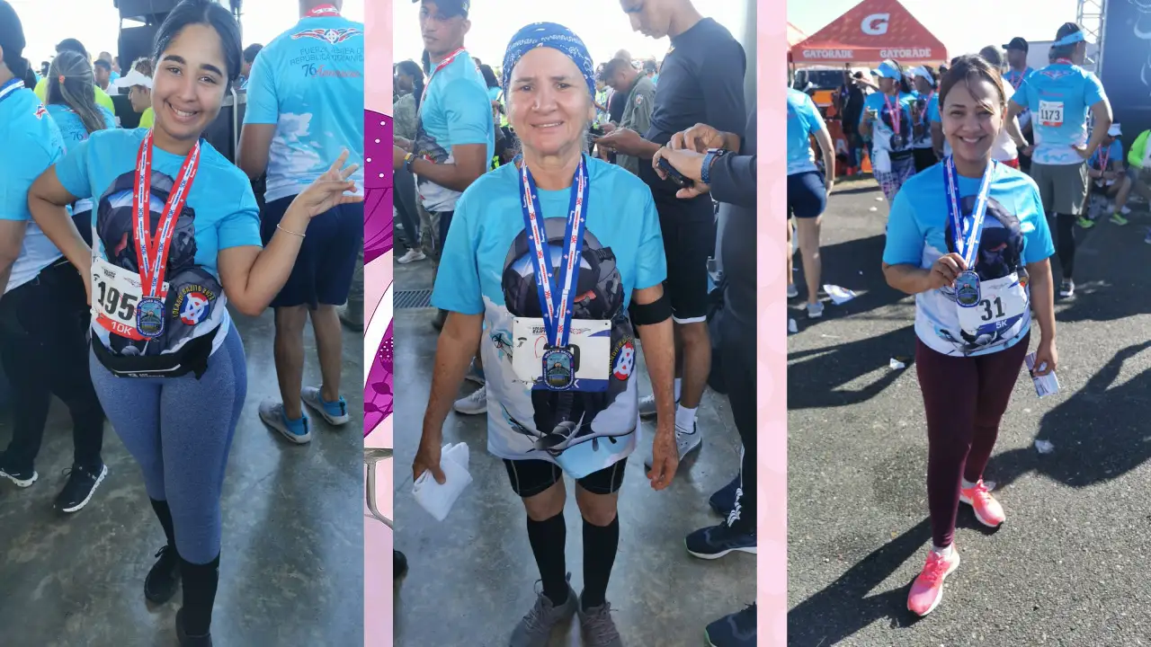 TrotadoreSR y Santiago Rodríguez Corre Brillan en la Carrera “Volando Bajito” 2024 3 Roselys Rodríguez, Nemesia Báez Katia Tejada (derecha)