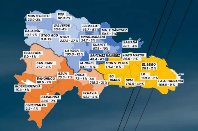 Estas son las provincias donde se registra mayor pérdida de energía, según el CUED 1 mapa e1725322845457