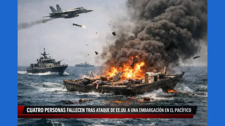 Cuatro personas fallecen tras ataque de EE.UU. a una embarcación en el Pacífico.