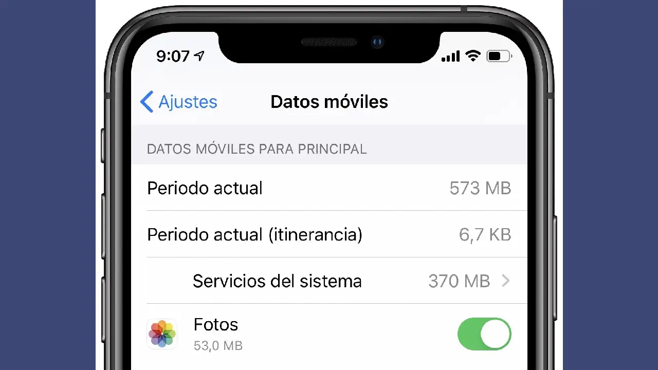 Configuración de datos móviles en iPhone