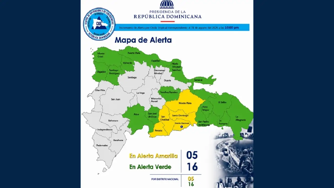 COE eleva alertas en 21 demarcaciones por riesgo de fuertes lluvias 1 COE eleva alertas