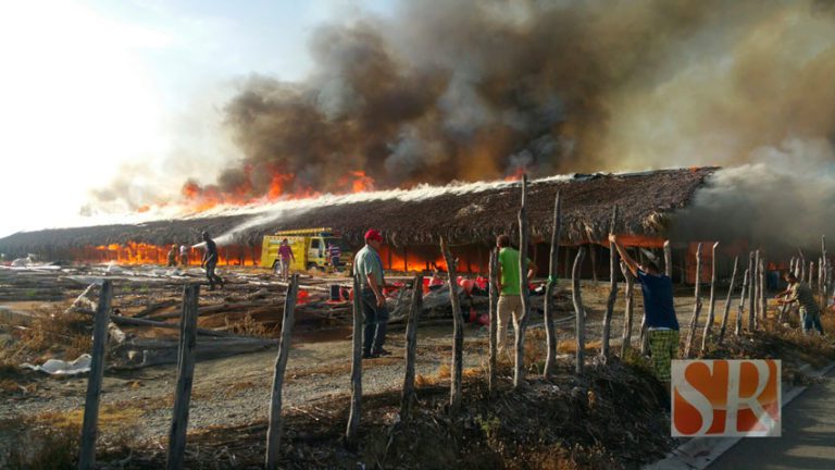 Fuego destruye 4 naves de pollos (+video)