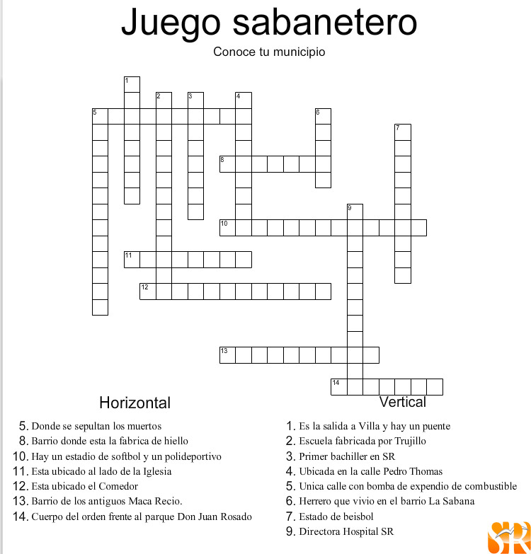 Juego sabanetero crucigrama 19 04 19
