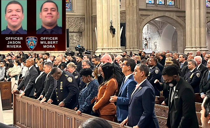 Cientos asisten a Catedral NY a recordar policías dominicanos asesinados hace un año