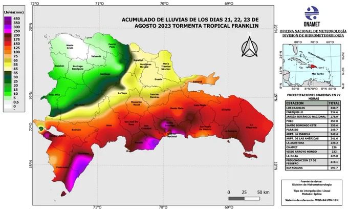 Conozca los lugares de RD donde se produjeron mayores precipitaciones