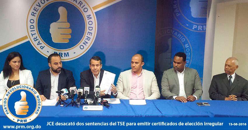 PRM: JCE desacató 2 sentencias TSE para dar certificados comicios falsos 1 JCE desacato sentencia TSE PRM FE